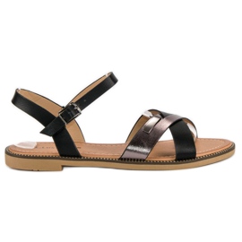 L. Lux. Shoes Stilvolle schwarze Sandalen 1