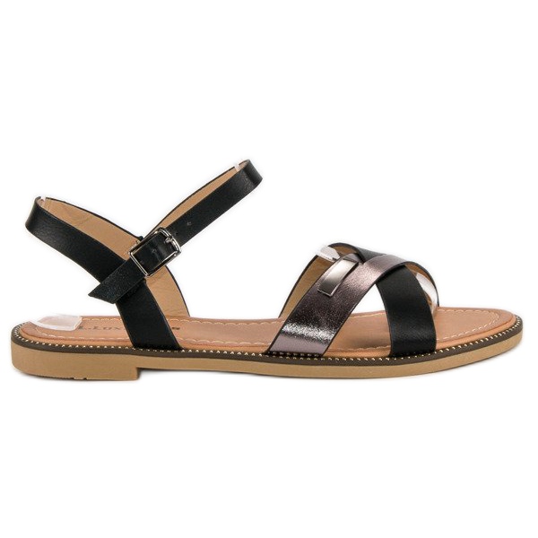 L. Lux. Shoes Stilvolle schwarze Sandalen 1