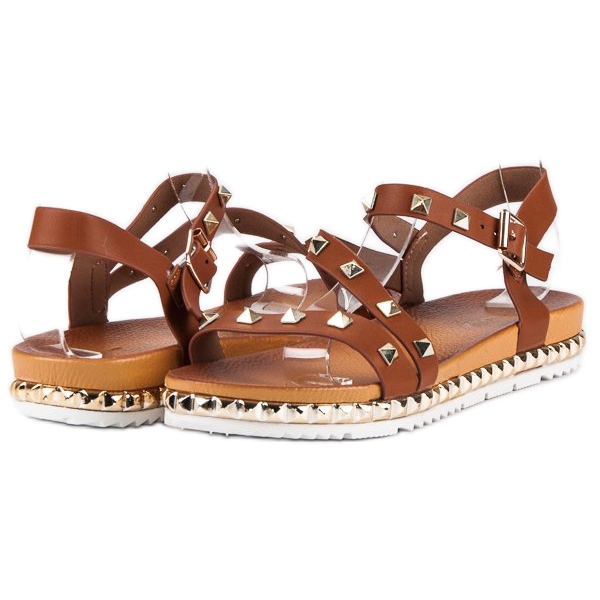 Anesia Paris Braune Sandalen mit Nieten 2