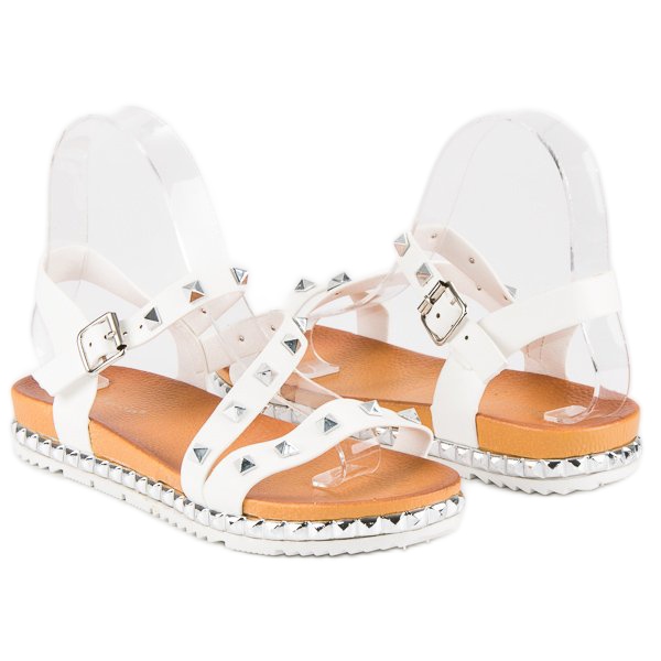 Anesia Paris Weiße Sandalen mit Nieten 1