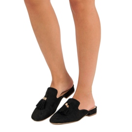 Vinceza Schwarze Wildleder Hausschuhe 1