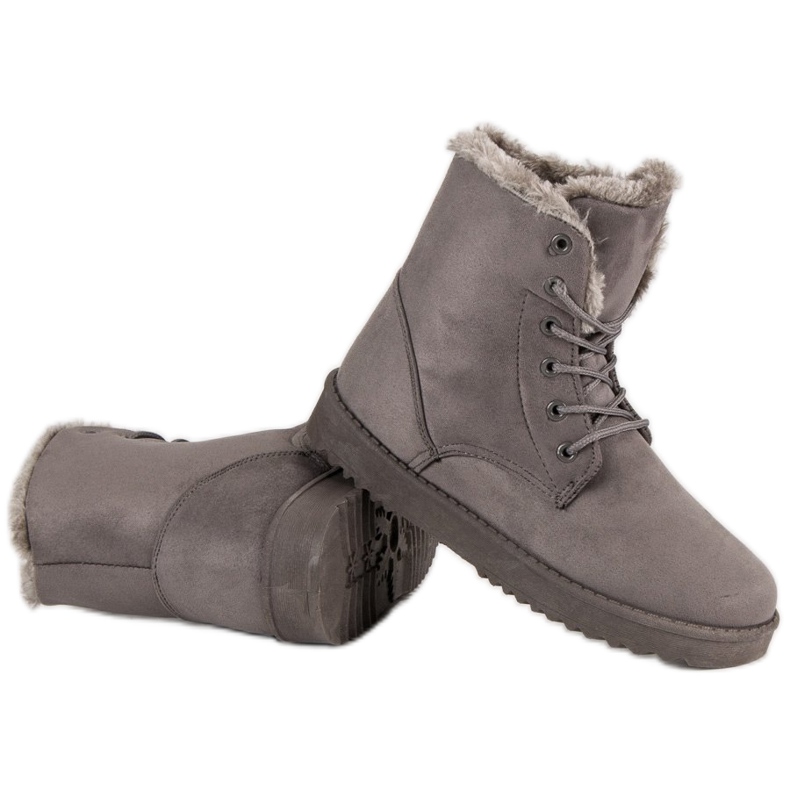 Forever Folie Warme Wildlederstiefel grau 1