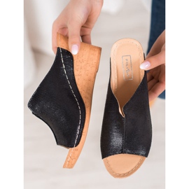 Filippo Schwarze Keilpantoffeln 1