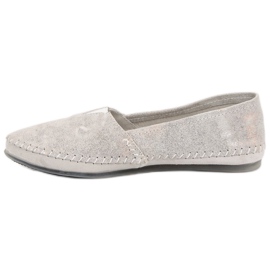 Silberne Slip-On-Sneakers aus Leder grau 1