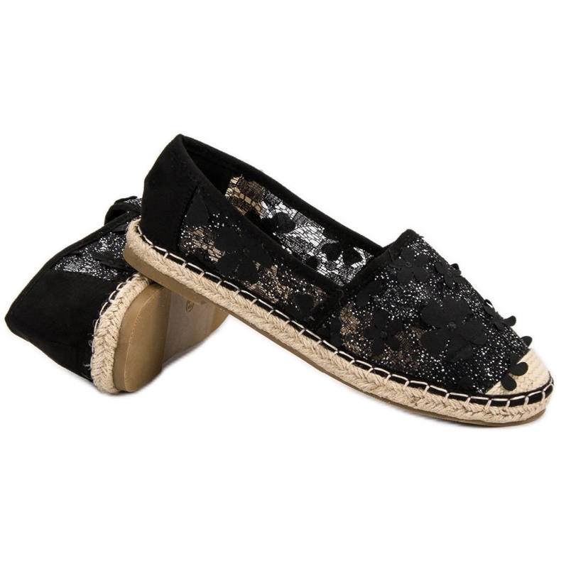 Nio Nio Spitzen-Espadrilles in Blumen schwarz 2