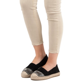 Small Swan Wildleder-Espadrilles mit Kristallen schwarz 2