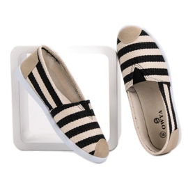 Gestreifte Slipper schwarz braun 2