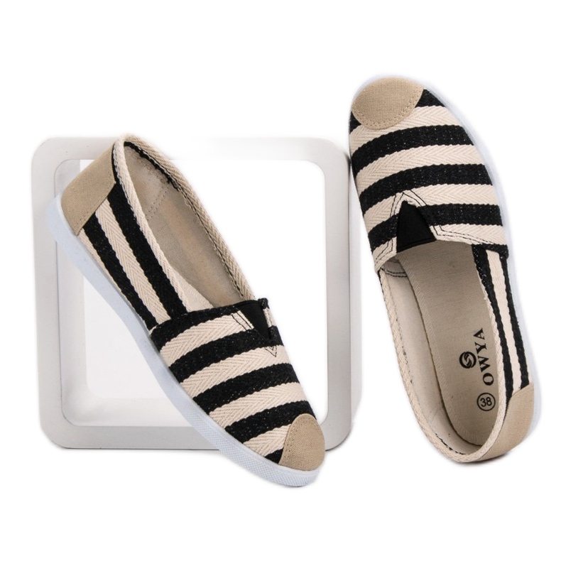 Gestreifte Slipper schwarz braun 2