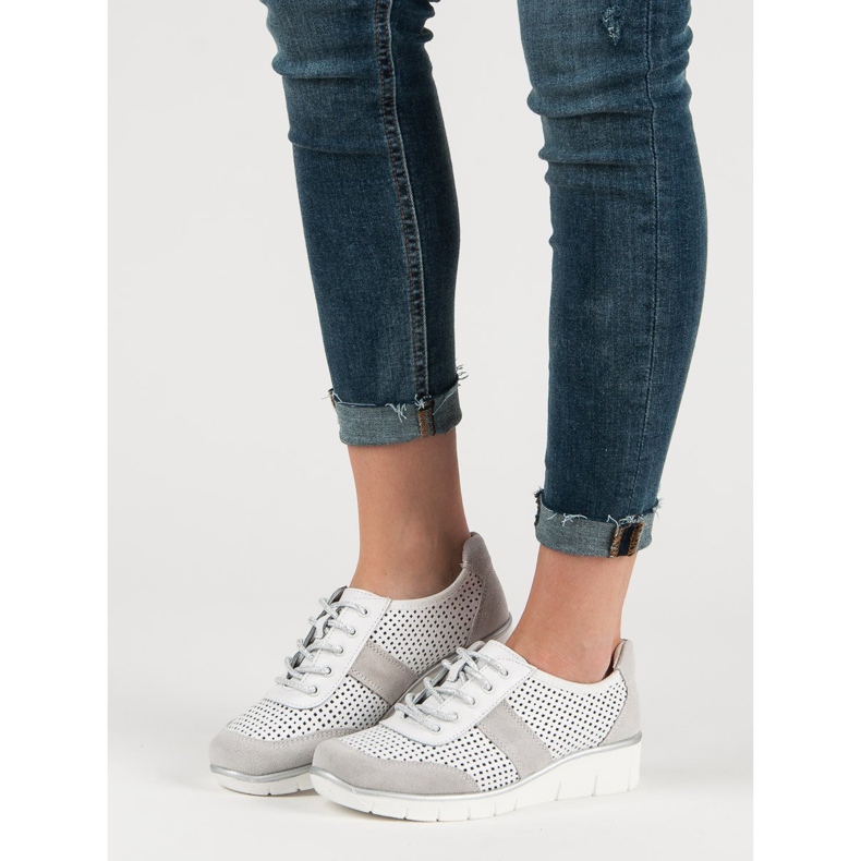 Filippo Durchbrochene Lederschuhe weiß 1