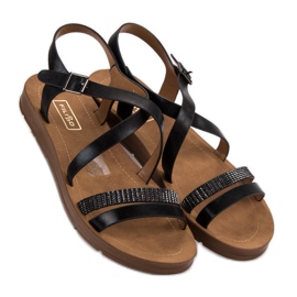 Filippo Schwarze Sandalen mit Kristallen 2