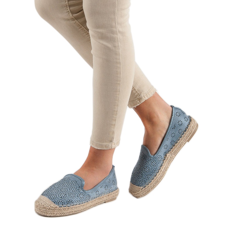 Durchbrochene Espadrilles aus Wildleder blau 1