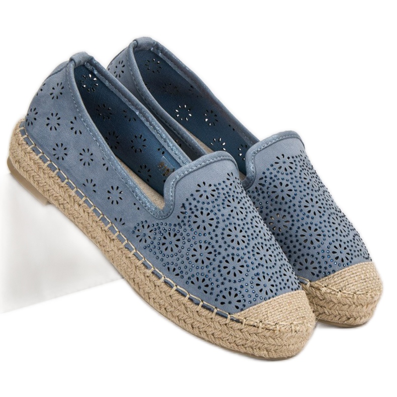 Durchbrochene Espadrilles aus Wildleder blau 2