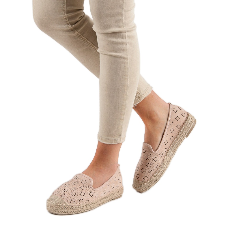 Durchbrochene Espadrilles aus Wildleder rosa 1