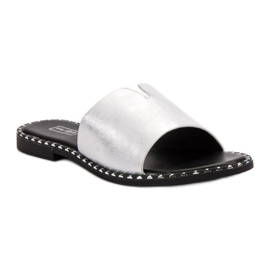 Filippo Bequeme, glänzende Hausschuhe grau 1