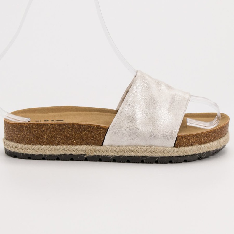 Kylie Glänzende silberne Hausschuhe grau 2