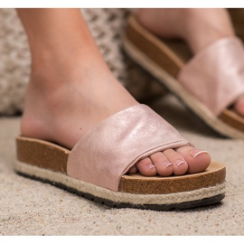 Kylie Glänzende rosa Hausschuhe 1