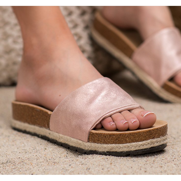 Kylie Glänzende rosa Hausschuhe 1