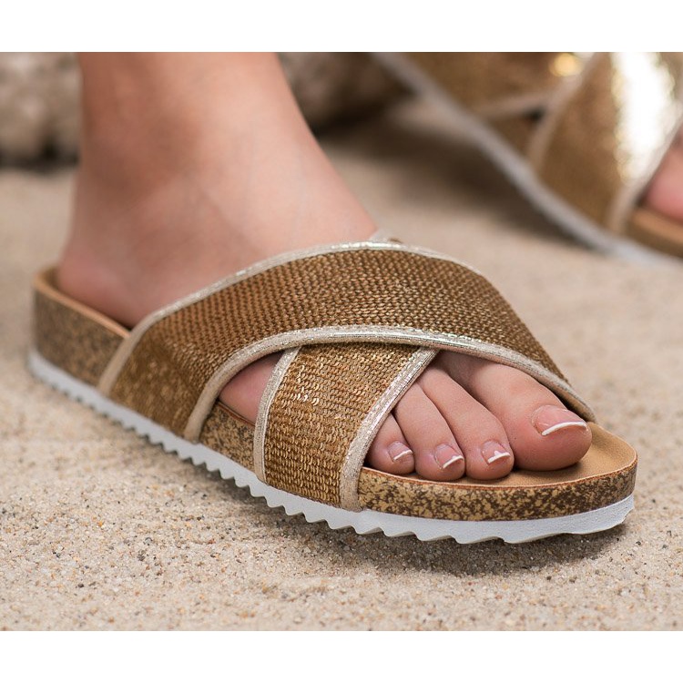 Kylie Goldene Hausschuhe mit Pailletten 2