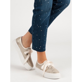 Kylie Turnschuhe mit einem Band gebunden gelb 1