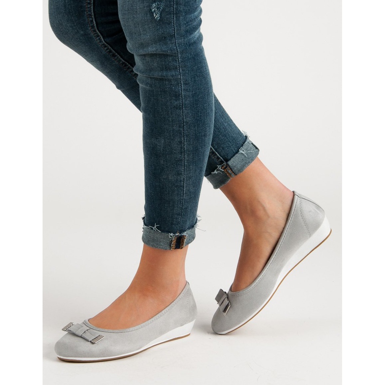 Vinceza Ballerina mit Schleife grau 2