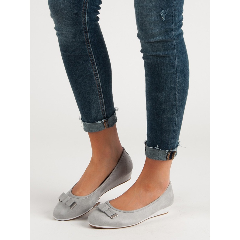 Vinceza Ballerina mit Schleife grau 1