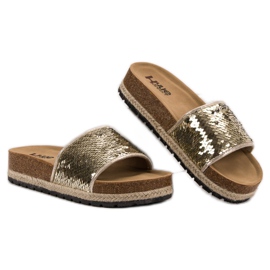 Kylie Goldene Hausschuhe mit Pailletten 1