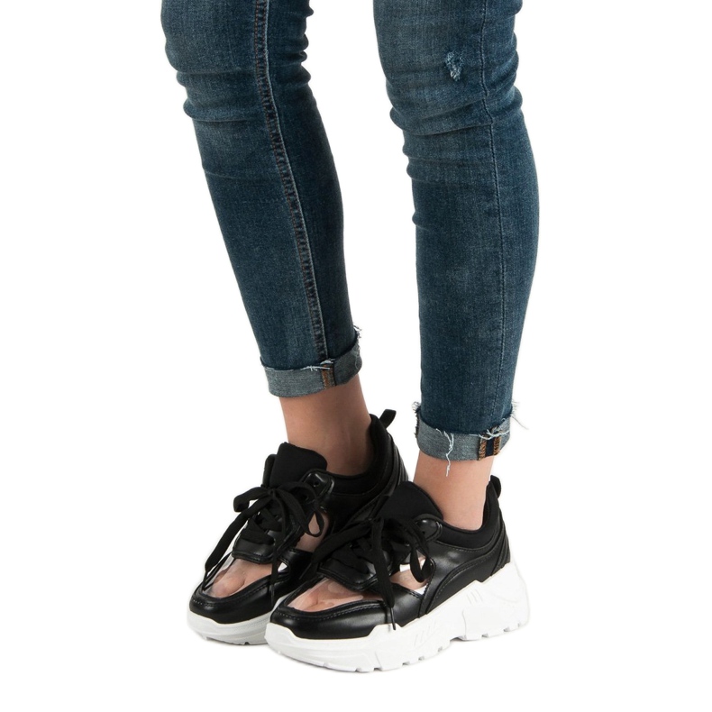 SHELOVET Transparente Turnschuhe schwarz 1