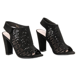 Queen Vivi Durchbrochene Sandalen mit Obermaterial schwarz 2