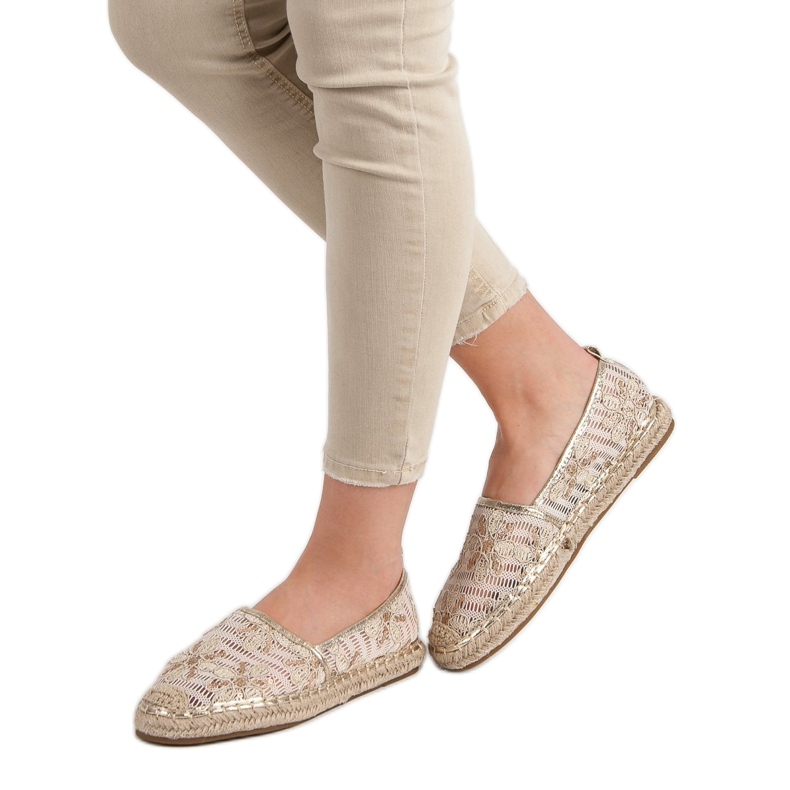 Lucky Shoes Spitzen-Espadrilles in Blumen braun 2