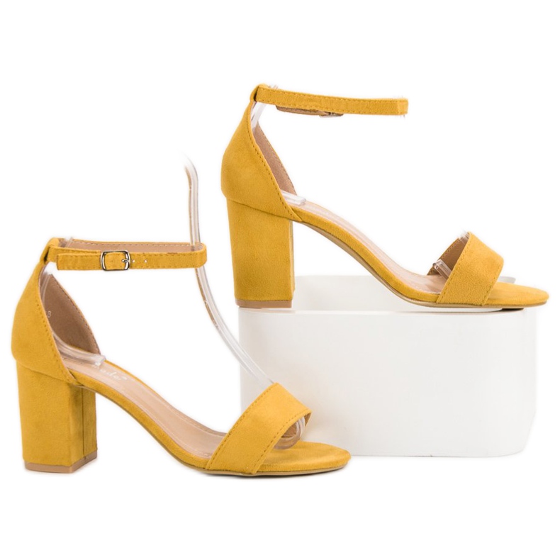 Super Mode Elegante Wildledersandalen gelb 1