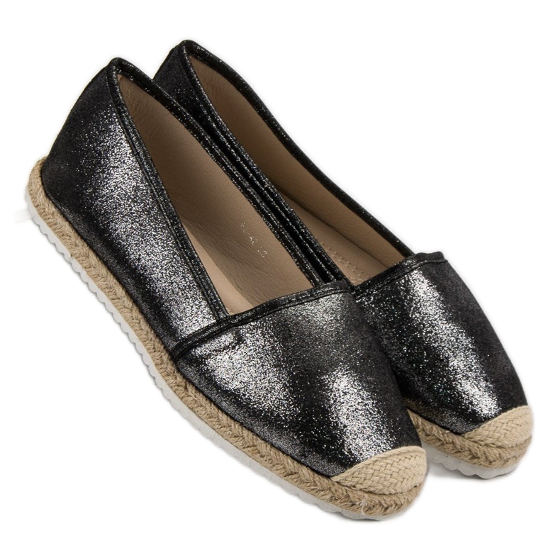 Lucky Shoes Schwarze Glitzer-Espadrilles 1