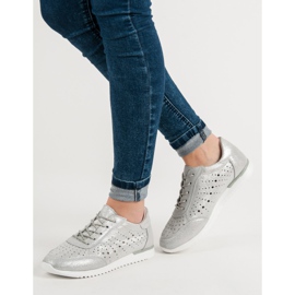 Kylie Silberne Lederschuhe grau 2