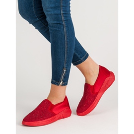 SHELOVET Textilschuhe mit Kristallen rot 2