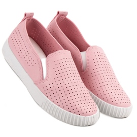 SHELOVET Durchbrochene Slipons rosa 2