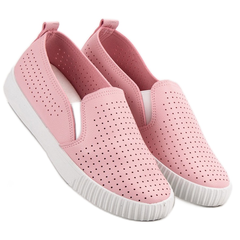 SHELOVET Durchbrochene Slipons rosa 2