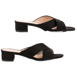 Small Swan Elegante Hausschuhe aus Wildleder schwarz 1