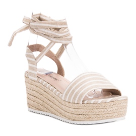 Seastar Gestreifte Sandalen auf Keil beige 1