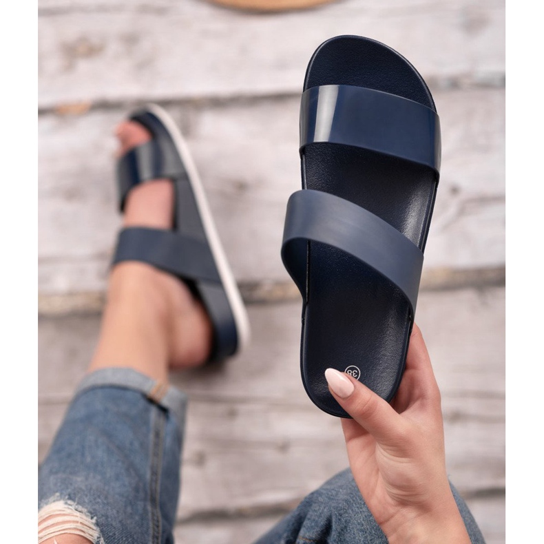 SHELOVET Bequeme marineblaue Hausschuhe navy blau 2