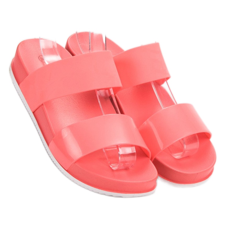 SHELOVET Bequeme Korallen Hausschuhe rot 2