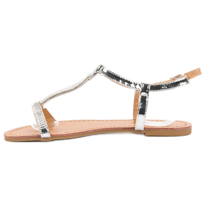 Abloom Lackierte flache Sandalen grau 1