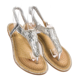 Encor Sandalen mit Kristallen grau 1