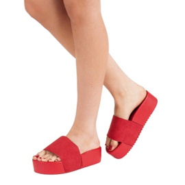 Anesia Paris Wildlederhausschuhe auf der Plattform rot 2