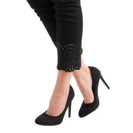 SHELOVET Schwarze Wildleder-Heels 1
