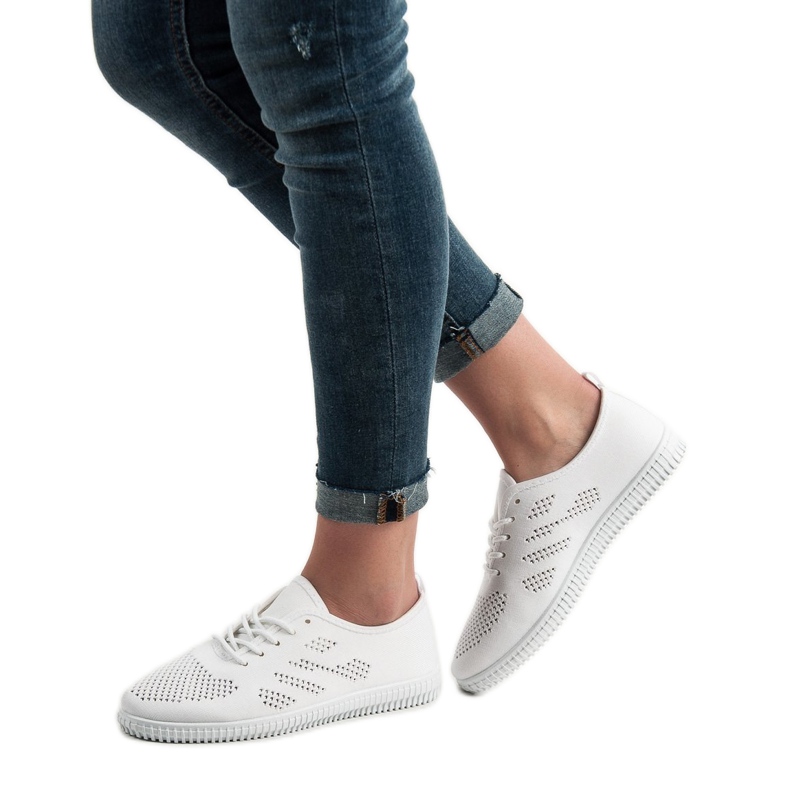 SHELOVET Textile Schnürschuhe weiß 2