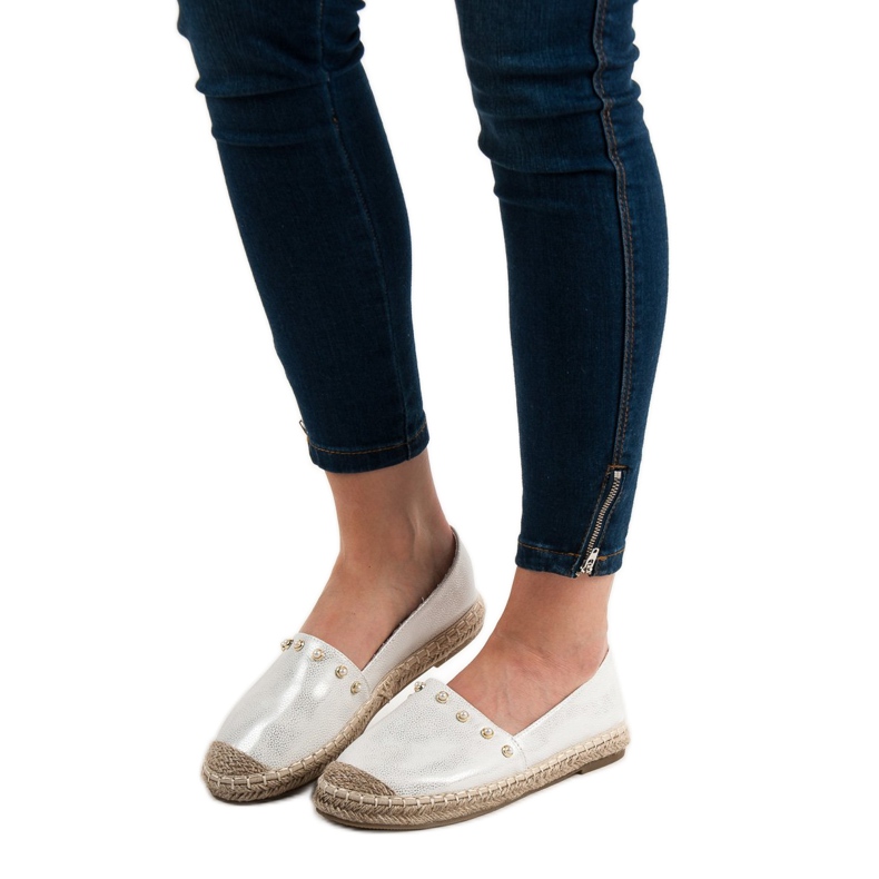 SHELOVET Silberne Espadrilles grau 1