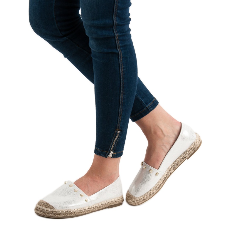 SHELOVET Silberne Espadrilles grau 2