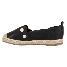 SHELOVET Espadrilles mit Perlen schwarz 1