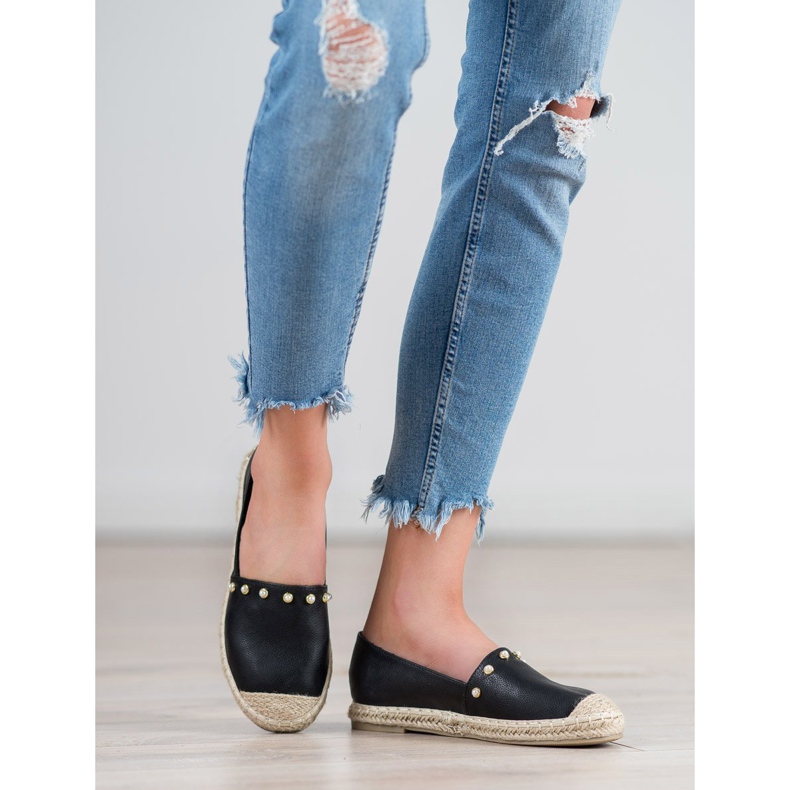 SHELOVET Schwarze Espadrilles 1