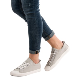 SHELOVET Niedrige graue Turnschuhe 1