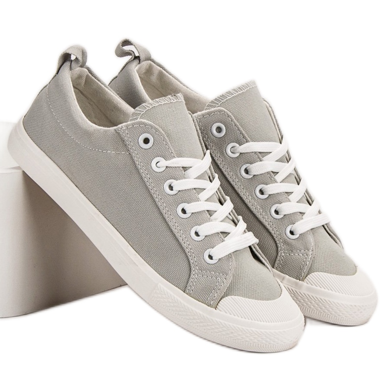 SHELOVET Niedrige graue Turnschuhe 2